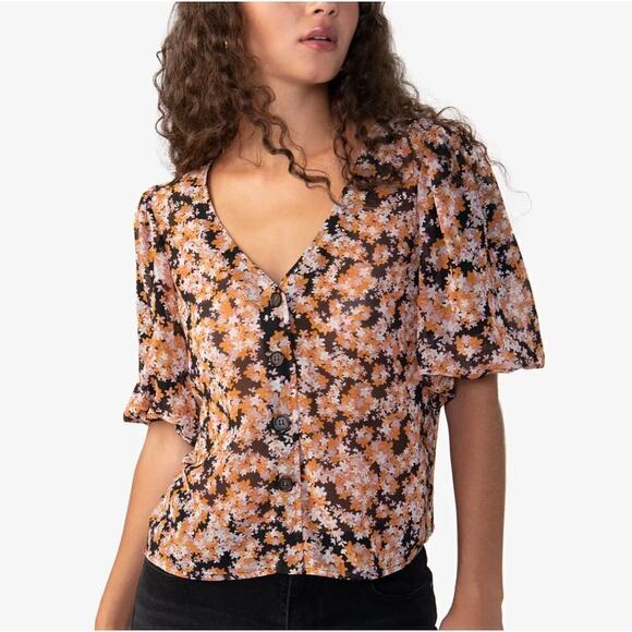 Sanctuary Tops - Sanctuary Women's V-Neck Puff-Sleeve Blouse